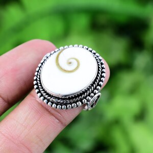 Shiva Eye Shell Ring 925 Sterling Silver Ring Shiva Eye Shell Genuine Gemstone Bohemian Ring Handmade Silver Jewelry Ring Gift For Her RJS11