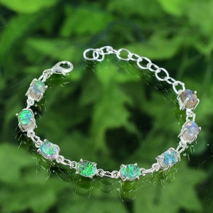 Triplet Fire Opal Bracelet 925 Sterling Silver Bracelet Triplet Fire Opal Gemstone Handmade Silver Jewelry Bracelet Gift For Her SLGRB17