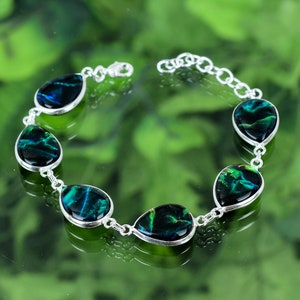Black Triplet Fire Opal Bracelet 925 Sterling Silver Bracelet Triplet Fire Opal Gemstone Handmade Silver Jewelry Bracelet For Gift SLGRB41