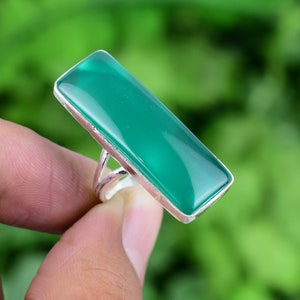 Green Onyx Ring 925 Sterling Silver Ring Green Onyx Genuine Gemstone Bohemian Ring Handmade Silver Jewelry Ring Gift For Her RJS129
