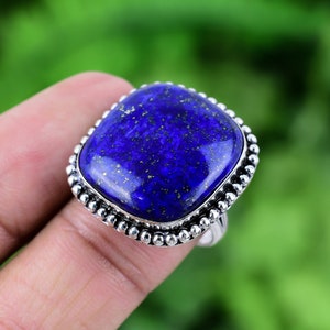 Lapis Lazuli Ring 925 Sterling Silber Ring Lapis Lazuli echte Edelstein Boho Ring handgemachte Silber Schmuck Ring Geschenk für sie