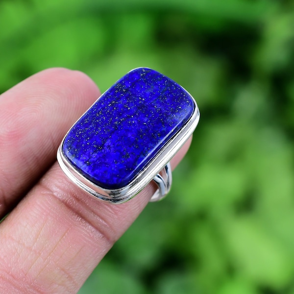 Lapis Lazuli Ring 925 Sterling Silver Ring Lapis Lazuli Genuine Gemstone Bohemian Ring Handmade Silver Jewelry Ring Gift For Her RJS16