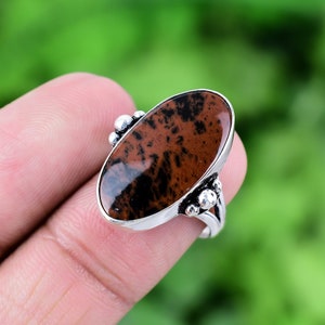 Mahogany Obsidian Ring 925 Sterling Silver Ring Genuine Gemstone Bohemian Ring Handmade Silver Jewelry Ring Gift For Her RJS72