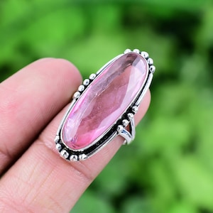 Pink Kunzite Ring 925 Sterling Silver Ring Kunzite Lovely Gemstone Bohemian Ring Handmade Silver Jewelry Ring Gift For Her RJS41