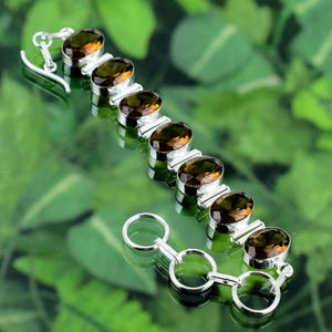 Smokey Quartz Bracelet 925 Sterling Silver Bracelet Faceted Smokey Gemstone Handmade Silver Jewelry Statement Bracelet For Gift SLGRB64