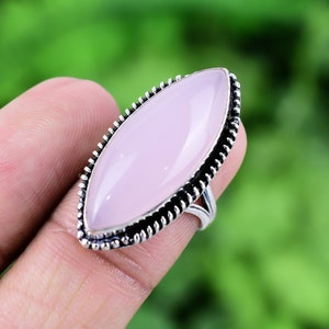 Rose Quartz Ring 925 Sterling Silver Ring Rose Quartz Genuine Gemstone Bohemian Ring Handmade Silver Jewelry Ring Gift For Her RJS214