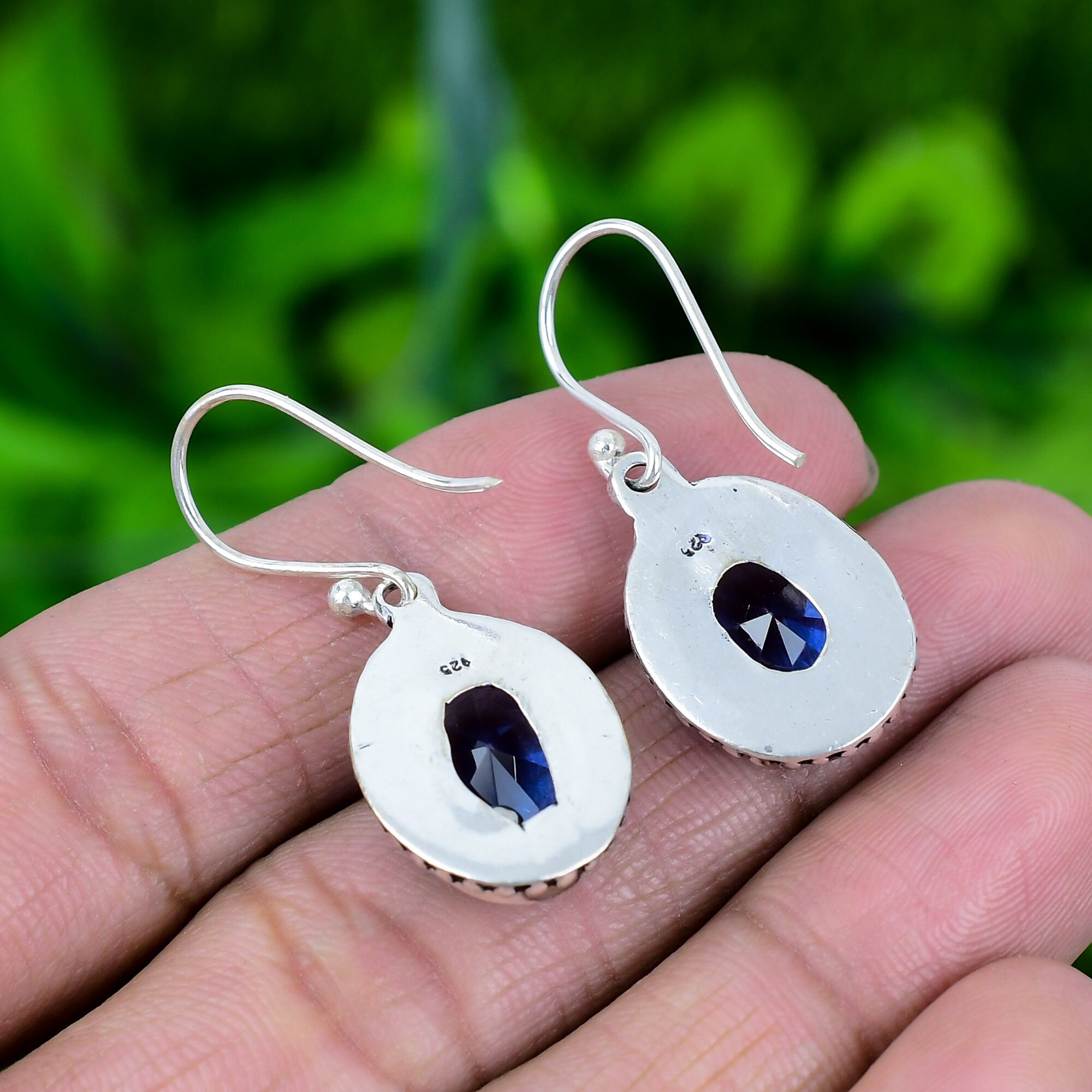 Boucles D'oreilles Argent Sterling Et Tanzanite Naturelle #1392 - Fait Main, Neuf Avec étiquettes