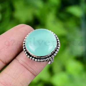 Aqua Chalcedony Ring 925 Sterling Silver Ring Aqua Chalcedony Genuine Gemstone Ring Handmade Silver Jewelry Ring Lovely Gift For Her RJS443