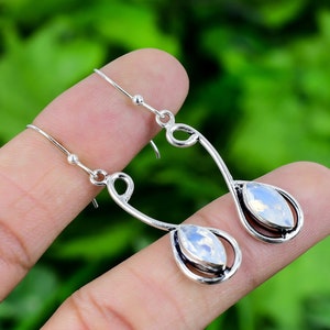 Faceted Milky Opalite Earring 925 Sterling Silver Earring Milky Opalite Gemstone Handmade Silver Jewelry Earring 1.8&quot; Inches Long
