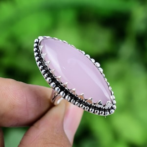 Rose Quartz Ring 925 Sterling Silver Ring Rose Quartz Genuine Gemstone Bohemian Ring Handmade Silver Jewelry Ring Gift For Her RJS198