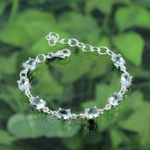 Aquamarine Bracelet 925 Sterling Silver Bracelet Aquamarine Gemstone Bracelet Handmade Silver Jewelry Bracelet Gift For Her SLGRB44