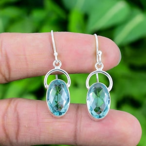 Aquamarine Earring 925 Sterling Silver Earring Aquamarine Gemstone Earring Handmade Silver Jewelry Earring Gift For Her EJS694