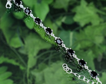 Black Onyx Bracelet 925 Sterling Silver Bracelet Black Onyx Gemstone Bracelet Handmade Silver Jewelry Bracelet Gift For Her SLGRB27