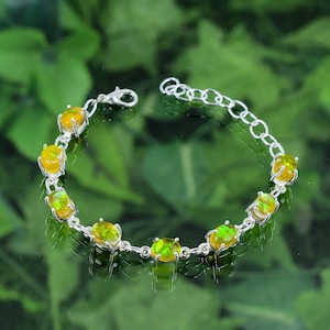 Yellow Triplet Fire Opal Bracelet 925 Sterling Silver Bracelet Triplet Fire Opal Gemstone Handmade Silver Jewelry Bracelet For Gift SLGRB19