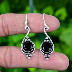 Black Onyx Earring 925 Sterling Silver Earring Black Onyx Gemstone Earring Handmade Silver Jewelry Earring Gift For Her SLGRE109