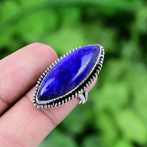 Lapis Lazuli Ring 925 Sterling Silber Ring Lapis Lazuli echte Edelstein Boho Ring handgemachte Silber Schmuck Ring Geschenk für sie