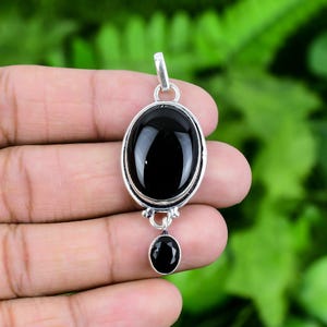 Black Onyx Pendant 925 Sterling Silver Pendant Black Onyx Gemstone Pendant Handmade Silver Jewelry Pendant For Necklace Gift For Her PJS854