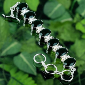 Green Onyx Bracelet 925 Sterling Silver Bracelet Faceted Green Onyx Gemstone Handmade Silver Jewelry Statement Bracelet For Gift SLGRB60