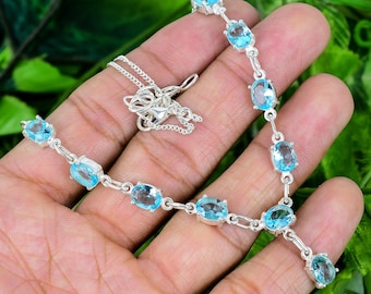 Aquamarine Necklace: Handmade Sterling Silver Minimalist Jewelry