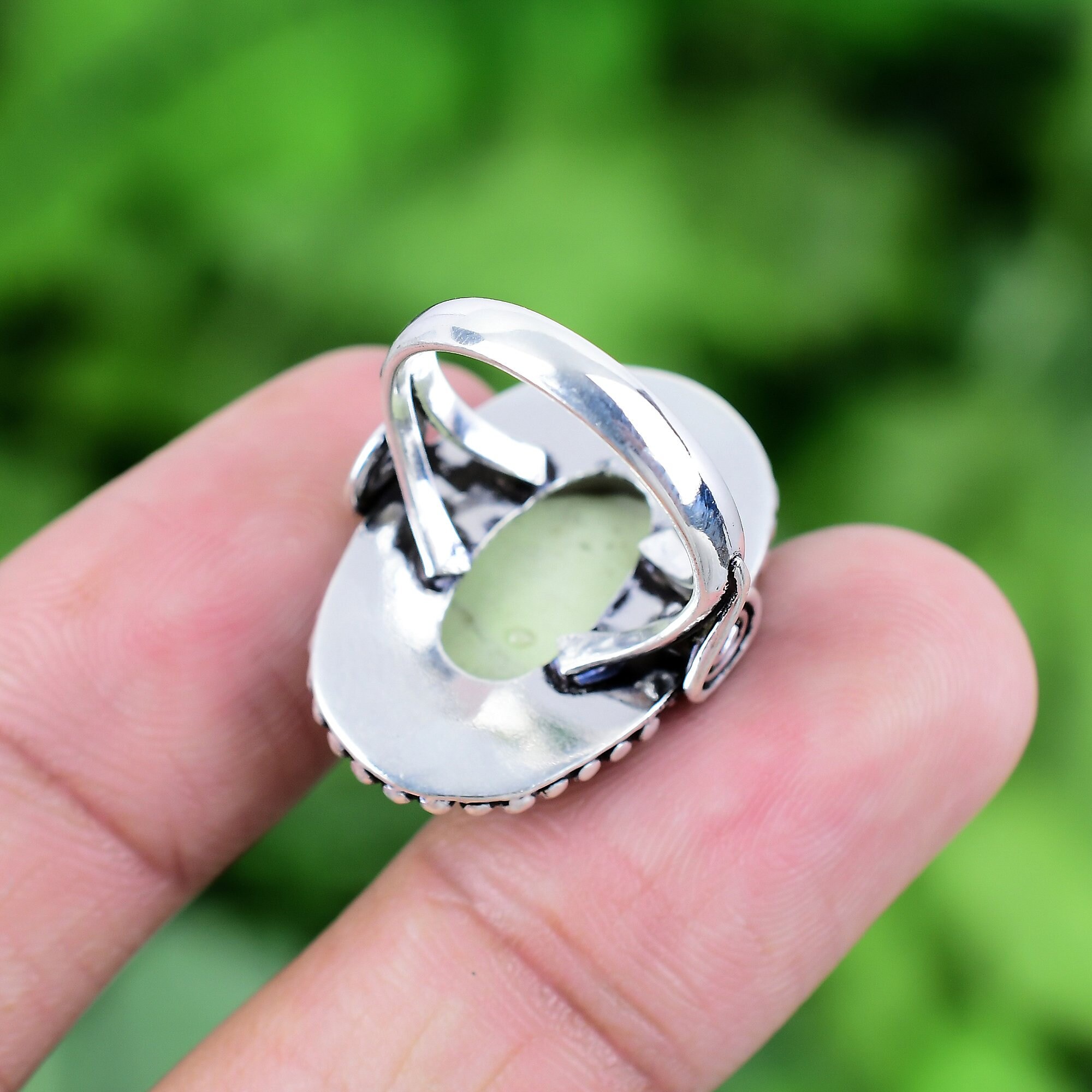 Lemon Chrysoprase Ring 925 Sterling Silver Ring Chrysoprase