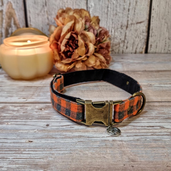 Orange Buffalo Plaid Collar