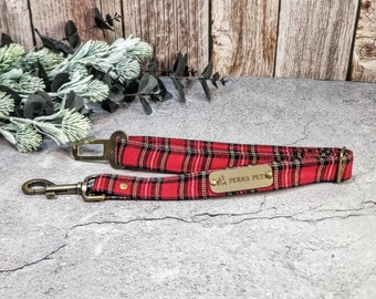 Royal Stewart Tartan Dog Seatbelt; Red and Black Dog Seatbelt; Red and Black Tartan Dog Seatbelt; Red Dog Seatbelt; Red Plaid Dog Seatbelt