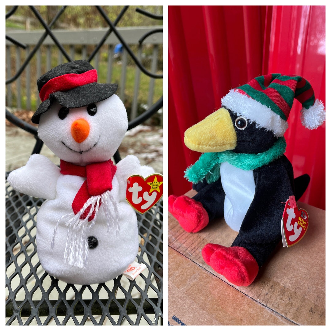 Ty Holiday Beanie Babies: Snowball the Snowman or Toboggan the - Etsy
