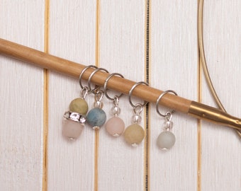 Natural Stone Stitch Markers | Notions | Candy Beryl | Gemstone (Set of 1, 5, 10)
