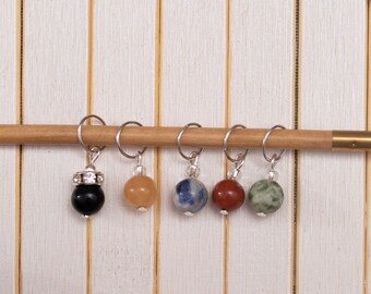 Natural Stone Stitch Markers | Notions | Assortment of Gemstones| | Gemstone (Set of 1, 5, 10)