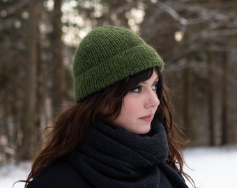 Olive Hat | Knitting Pattern | Instant Download PDF | Beginner Hat Pattern | Easy 1x1 Ribbed Hat | Unisex