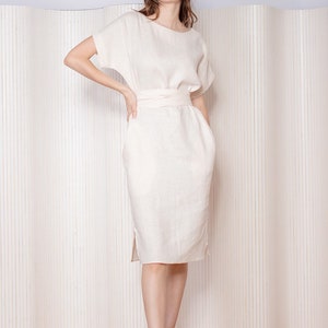 cream shift dress wedding 1960s Cream Silk Shift Dress Mod Wedding Dress Large