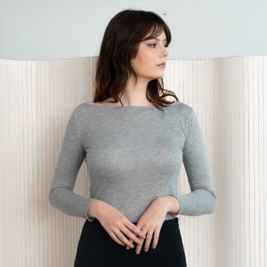 Sunday Top. Fitted Boat-Neck Top Sewing Pattern: Long Sleeve Blouse (English PDF)