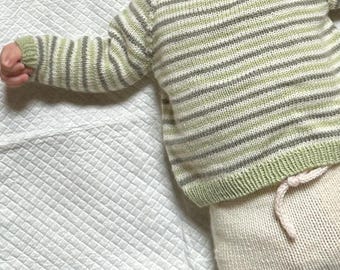 Suéter Green Pod: Patrón de tejido para jersey de rayas para bebé (PDF en inglés)