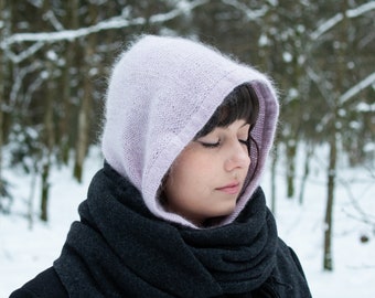 Lavender Frost Hood. Simple Minimalist Balaclava Knitting Pattern (English PDF)