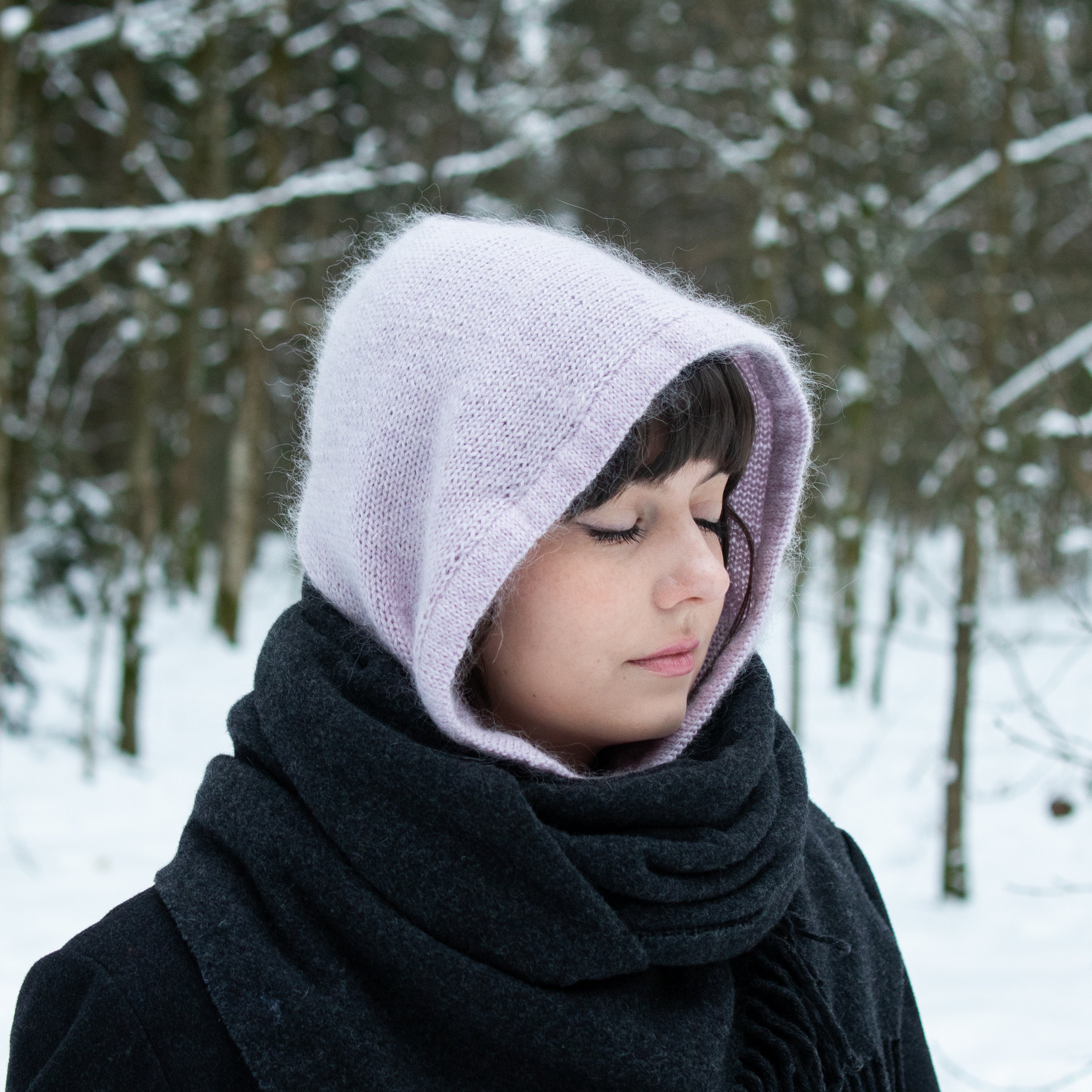 Lavender Frost Hood. Simple Minimalist Balaclava Knitting  display picture 3