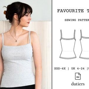 Favourite Tank Minimal Top Digital Sewing Pattern US Size 0-20 Instant Download PDF With Instructions image 2