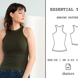 Essential Tank Minimal Top Digital Sewing Pattern US Size 0-20 Instant Download PDF With Instructions image 2