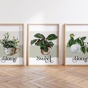 Botanical House Plants Wall Art 3 Piece Quote Herbal Printable Art Watercolour Tropical Plants Poster Wall decor Instant DIGITAL DOWNLOAD