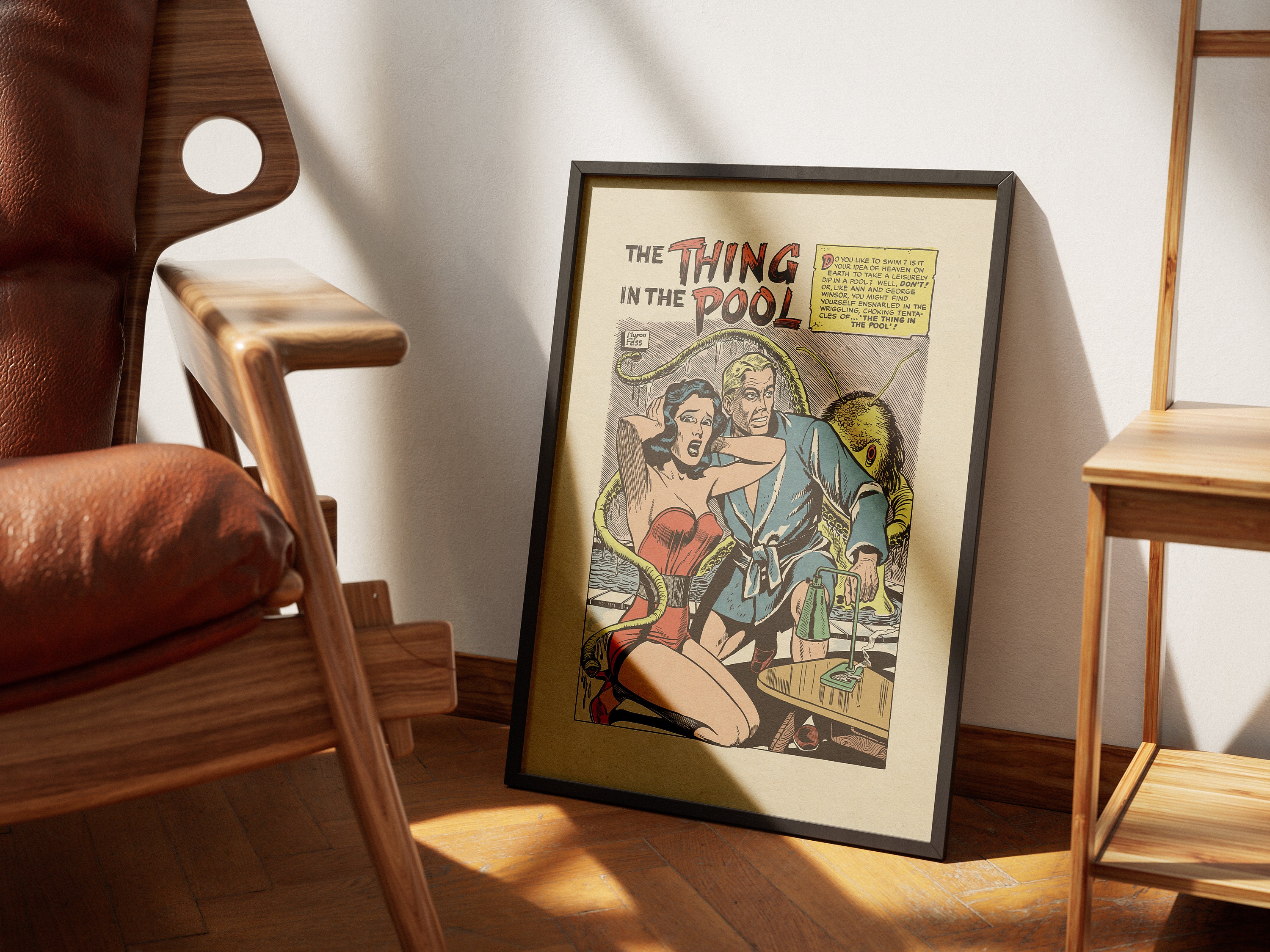 1950s Vintage Comic Wall Art, Printable Retro Comic Poster, Horror