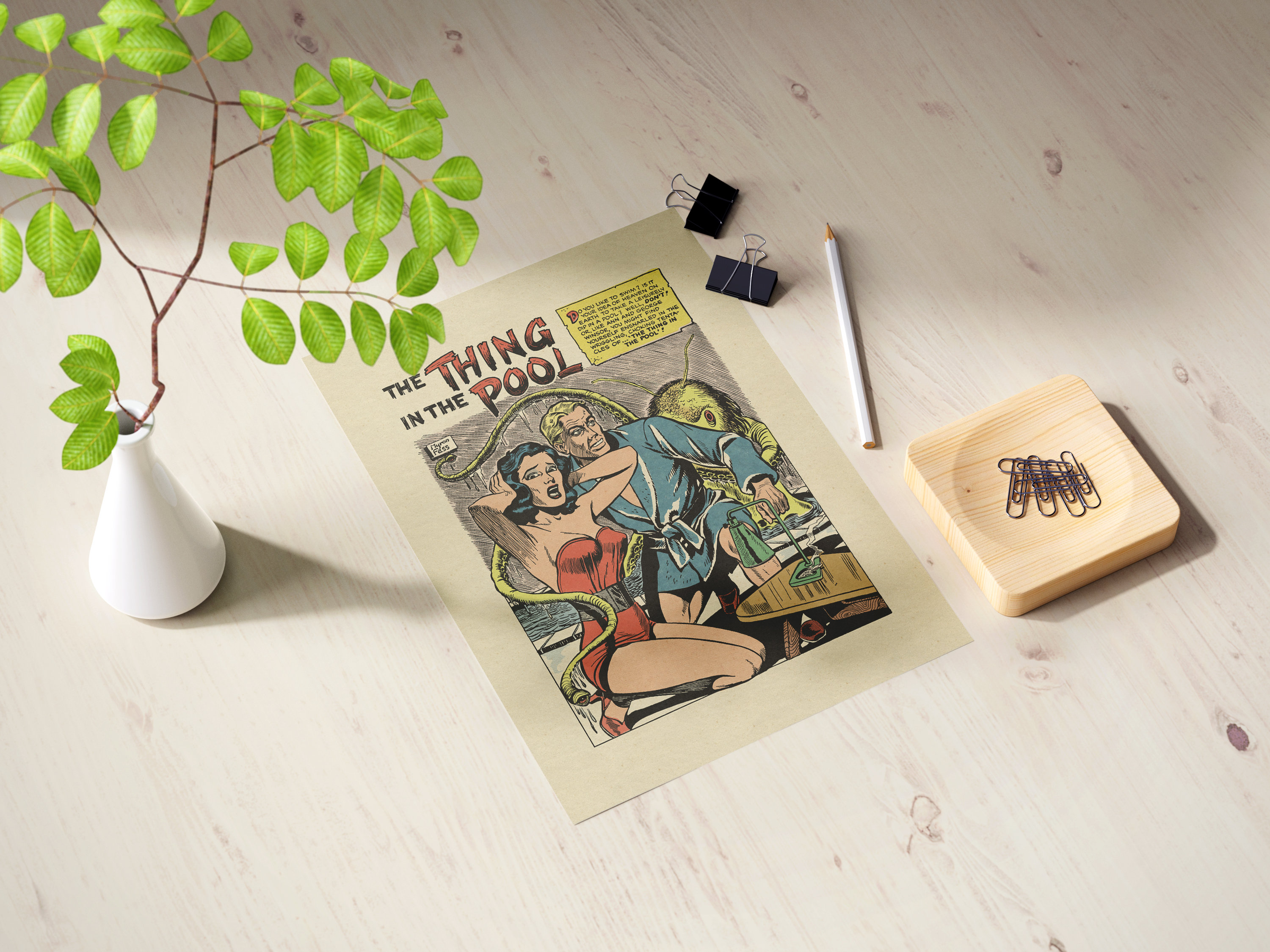 1950s Vintage Comic Wall Art, Printable Retro Comic Poster, Horror