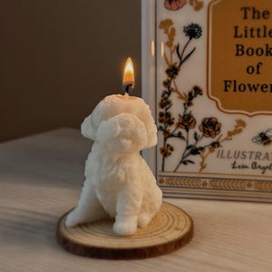 Vela de soja vegana hecha a mano con forma de cockapoo. Regalo para amantes de los perros.