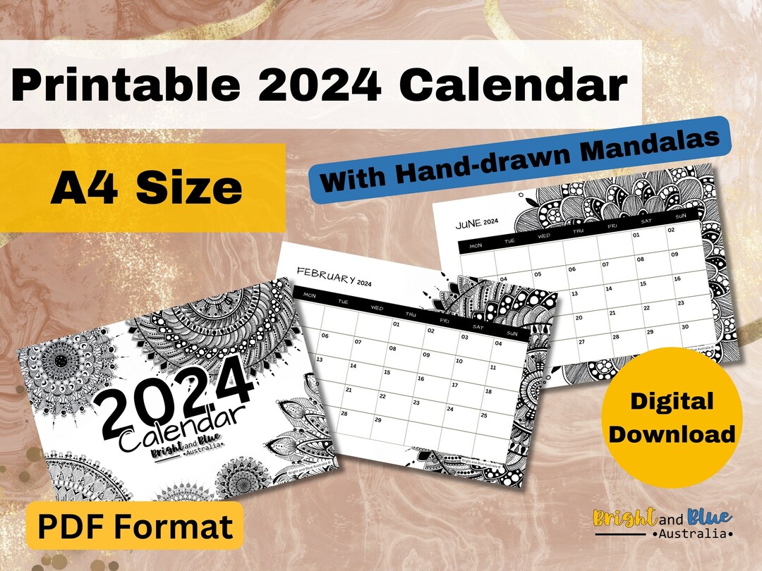 Printable 2024 Calendar in A4 Size to Schedule Your Tasks, With Hand