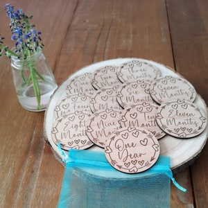 Baby mijlpaal houten schijven, maandelijkse leeftijd mijlpalen 12 maanden set, nieuwe ouder cadeau-ideeën, pasgeboren foto rekwisieten