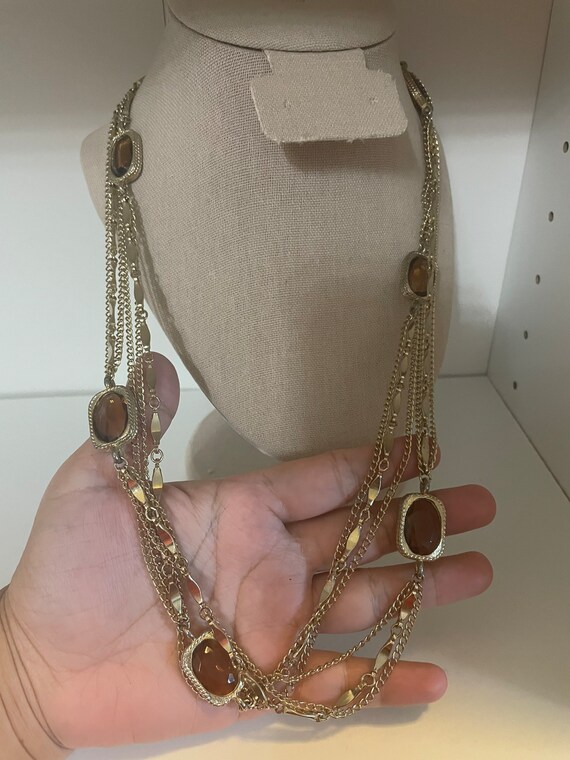 Beautiful Vintage Signed Sarah Necklace Gold and Crys… Gem