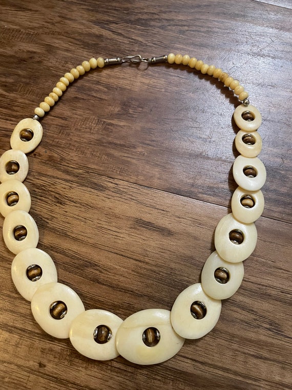 Vintage Made Century African Bovine Bone Necklace - image 4