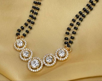 High Quality Gold Plated Flower Mangalsutra, Diamond Mangalsutra, Gold Plated Mangalsutra, Bollywood Actress Mangalsutra, CZ Mangalsutra set