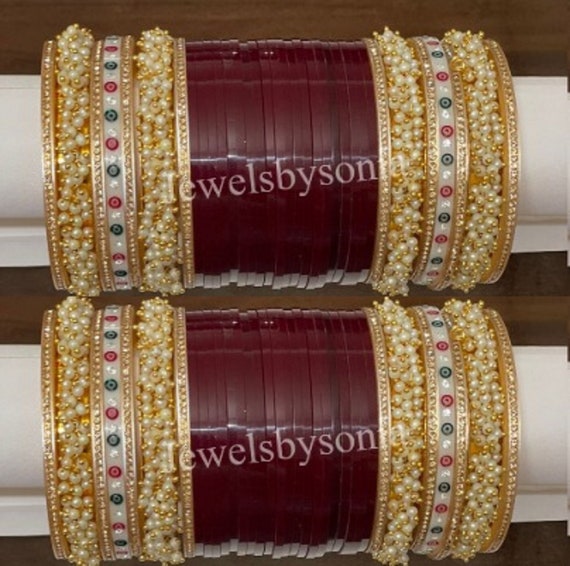 Bridal Punjabi Chura Wedding Pink/Green Chuda Bangle Bracelet Wedding  Jewelry