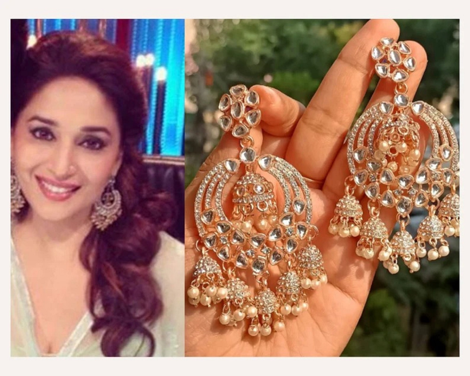 Chandbali Earring Indian Bollywood Jewelry Rose Gold Chandbali - Etsy