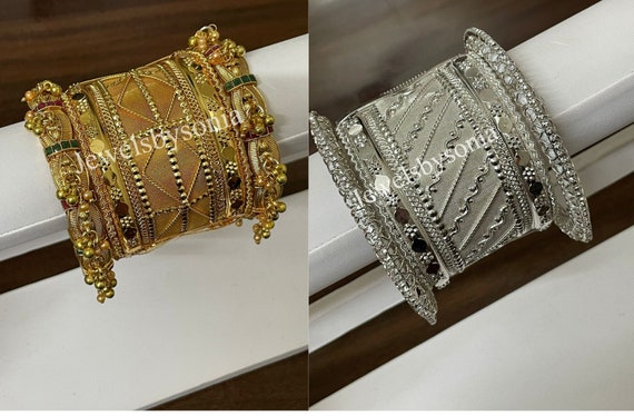 Restocked Openable Antique Gold Silver Bangles gold Kada Kangan