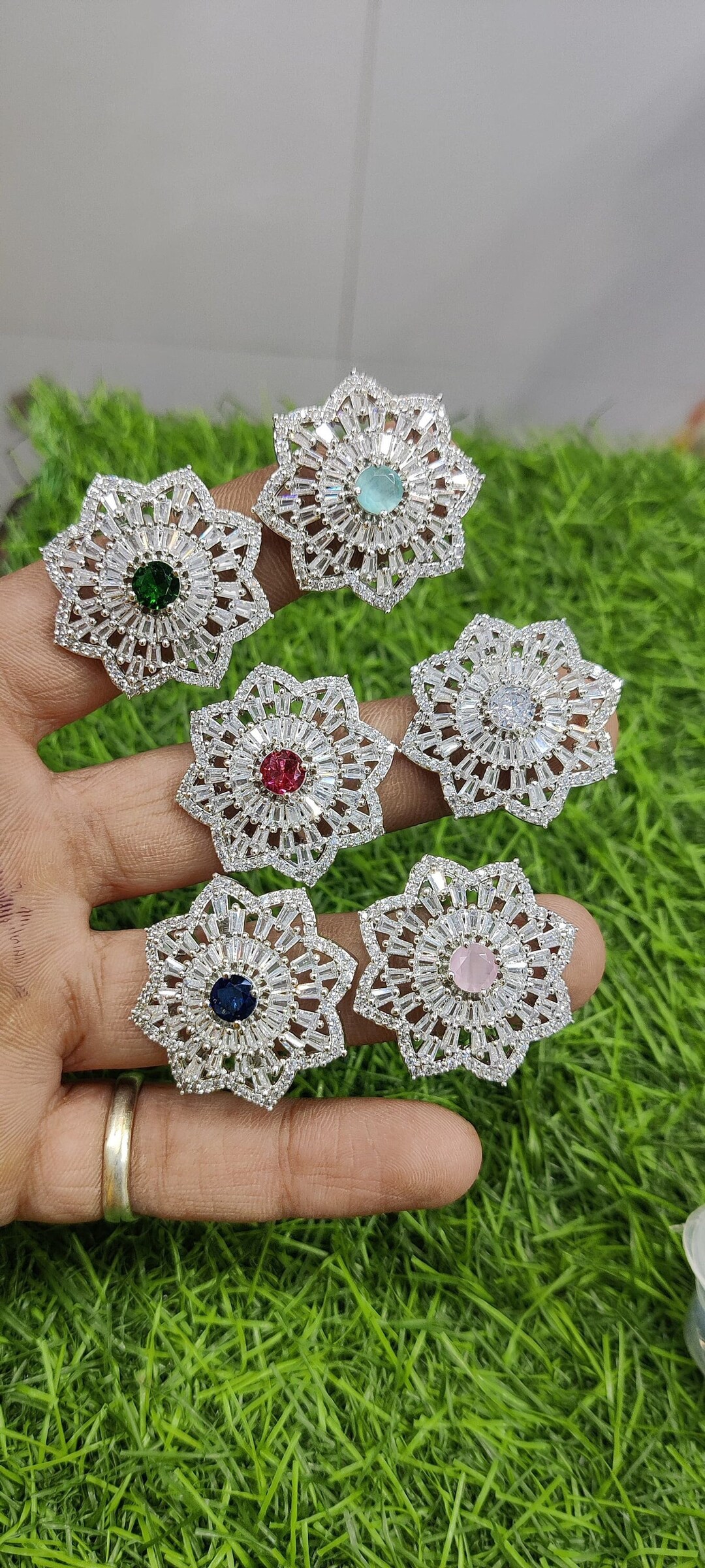 Adjustable Indian Ring Big Round/rose Gold Finish Ad Diamond Rings